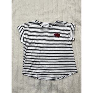 Cynthia Crowley Black And White Shirt With Hearts Medium